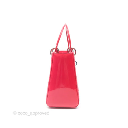 Christian Dior Medium Lady Dior Red Patent Silver Hardware