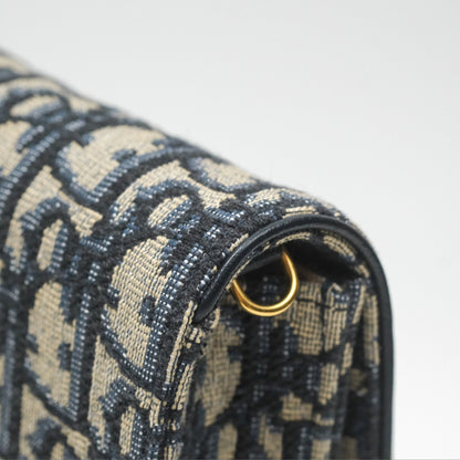 Dior Vertical Saddle Phone Holder Navy Oblique Canvas