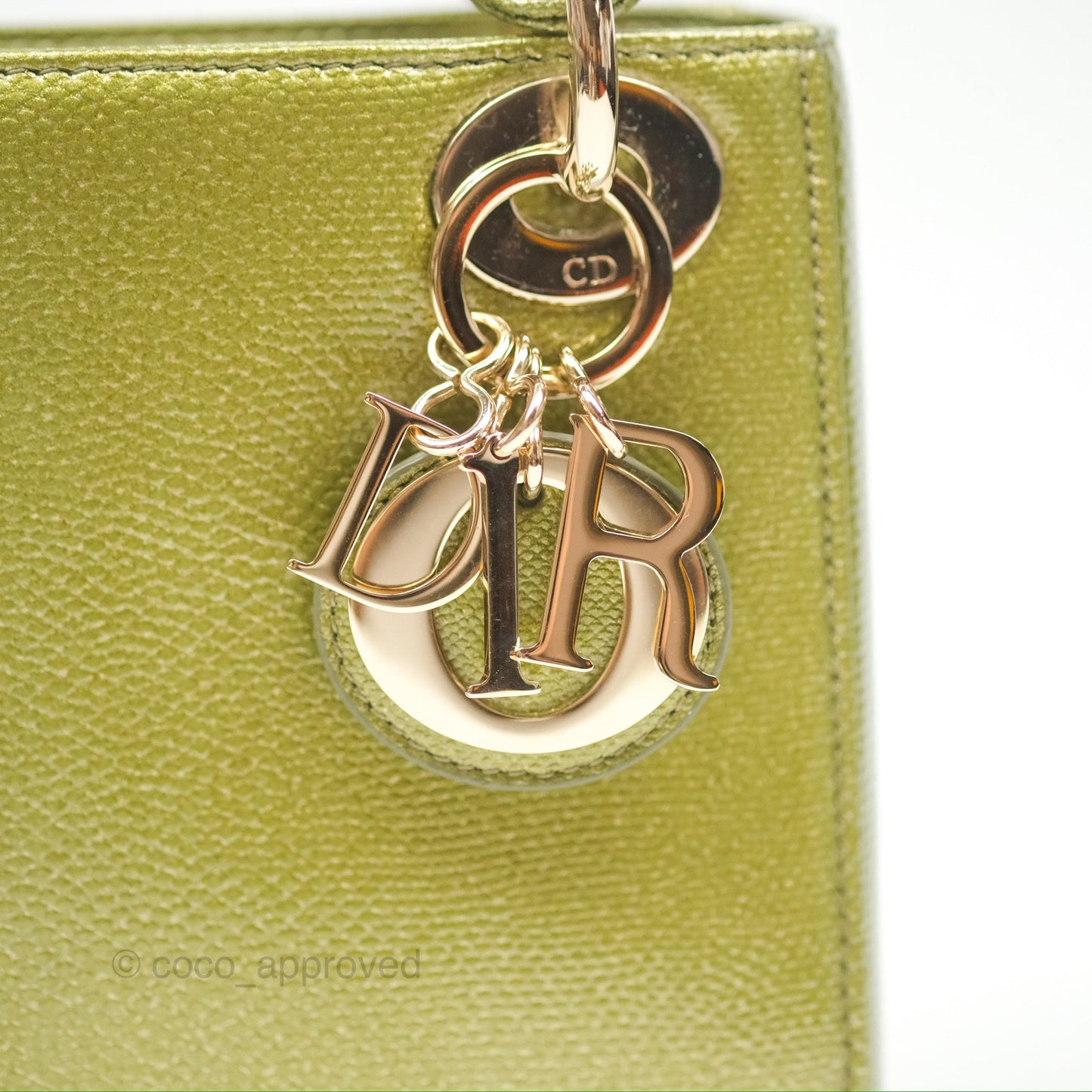 Dior Mini Lady Dior Green Metallic Lizard Gold Hardware