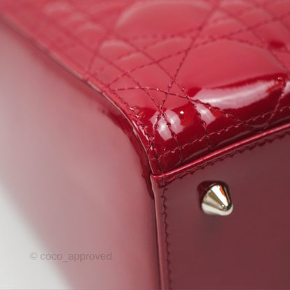 Christian Dior Medium Lady Dior Red Patent Silver Hardware