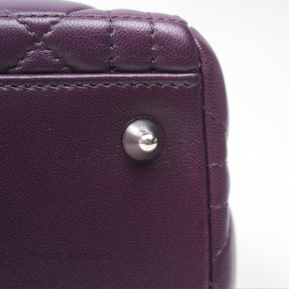 Christian Dior Medium Lady Dior Dark Purple Lambskin Silver Hardware