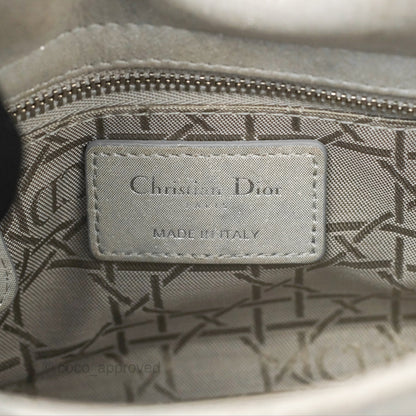Christian Dior Mini Lady Dior Metallic Silver Nubuck Silver Hardware