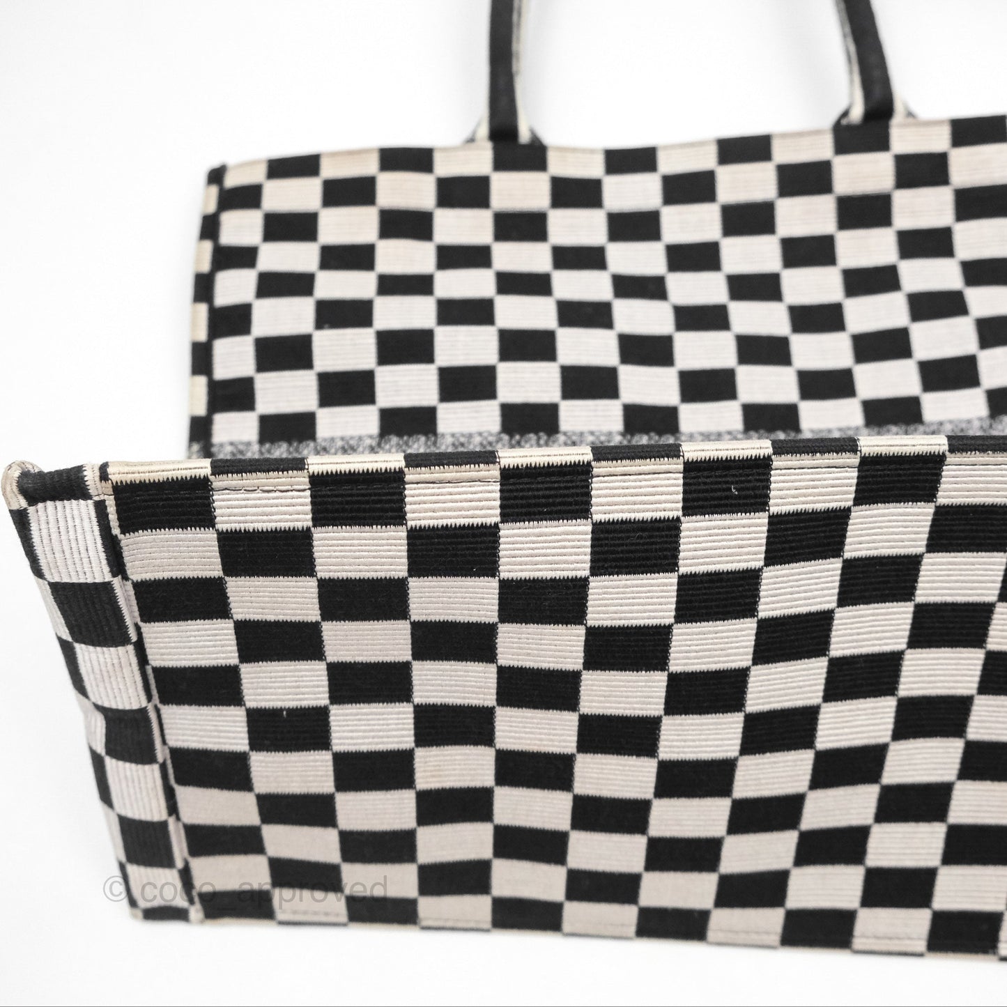 Christian Dior Large Book Tote Checkered Black/ White Canvas