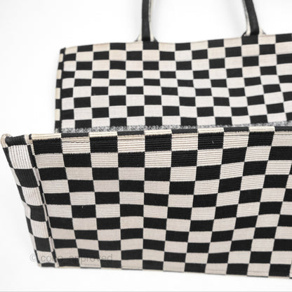 Christian Dior Large Book Tote Checkered Black/ White Canvas