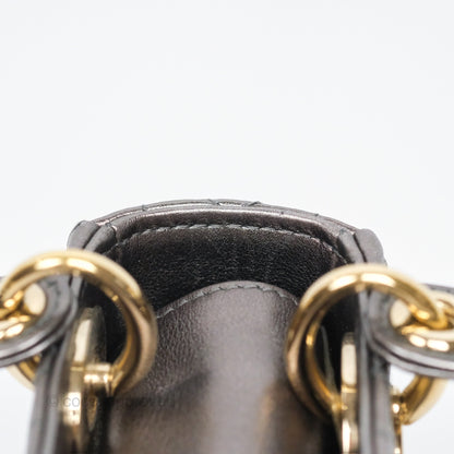 Christian Dior Mini Lady Dior Metallic Dark Grey Lambskin Cannage Gold Hardware