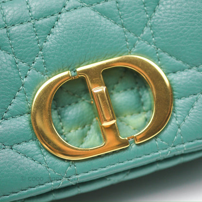 Christian Dior Micro Caro Bag in Tundra Green Supple Cannage Calfskin Gold Hardware