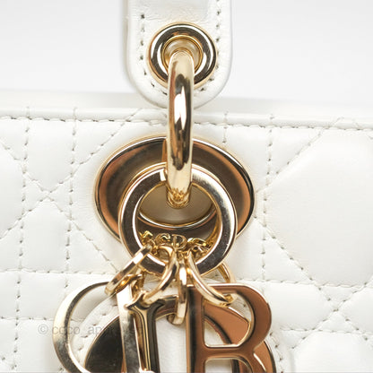 Christian Dior Small Lady D-Joy Bag Latte Lambskin Cannage Gold Hardware