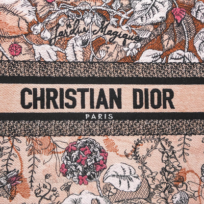 Dior Small Jardin Magique Book Tote Embroidered Power Pink Canvas