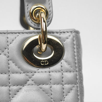 Christian Dior Mini Lady Dior Opaline Gray Pearlescent Cannage Lambskin