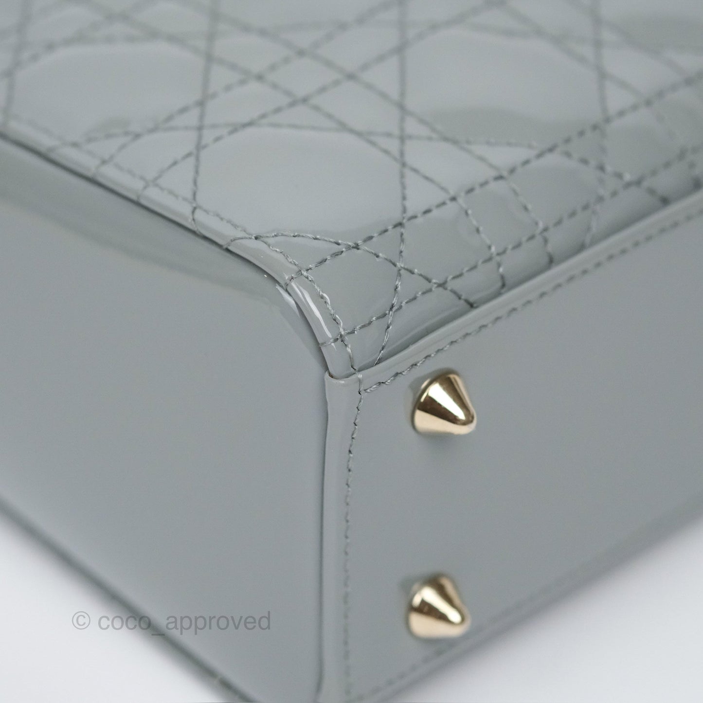 Christian Dior Lady Dior Grey Patent Gold Hardware