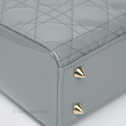 Christian Dior Lady Dior Grey Patent Gold Hardware
