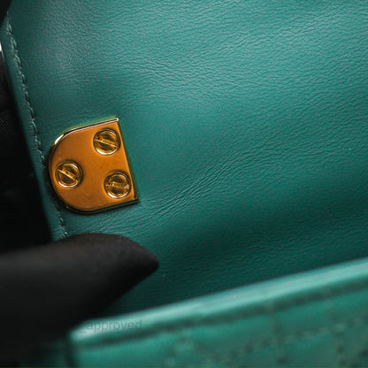 Christian Dior Micro Caro Bag in Tundra Green Supple Cannage Calfskin Gold Hardware