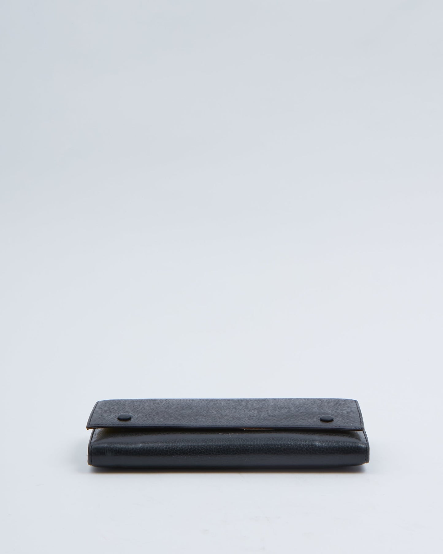 Celine Black Grained Leather Continental Flap Wallet