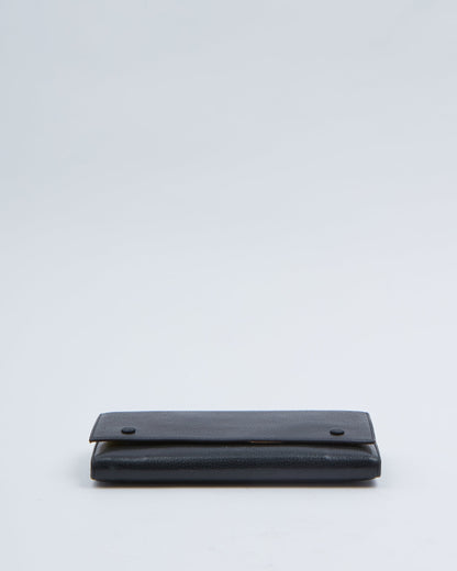 Celine Black Grained Leather Continental Flap Wallet