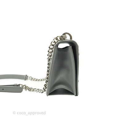 Christian Dior Medium Diorama Calfskin Flap Bag Grey Silver Hardware