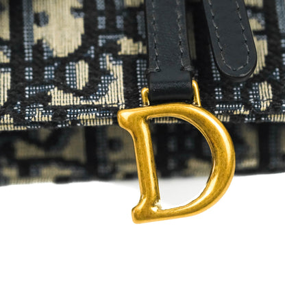 Christian Dior Blue Dior Oblique Jacquard Saddle Belt Pouch