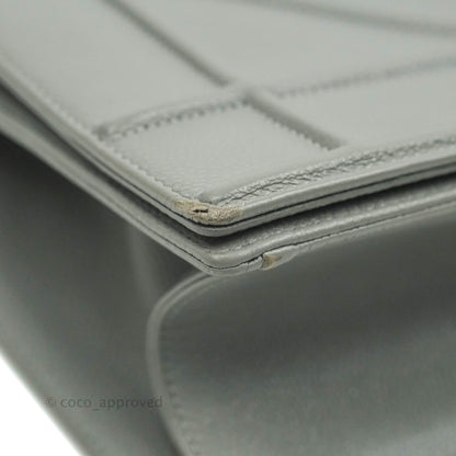Christian Dior Medium Diorama Calfskin Flap Bag Grey Silver Hardware