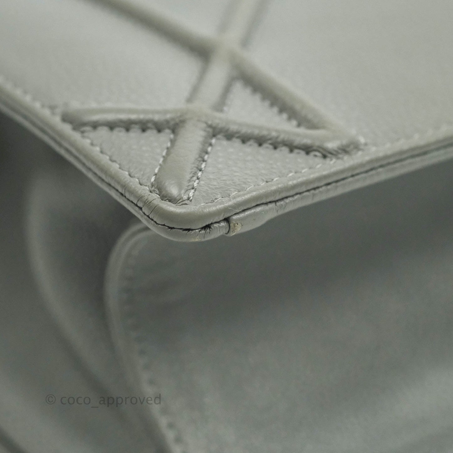 Christian Dior Medium Diorama Calfskin Flap Bag Grey Silver Hardware