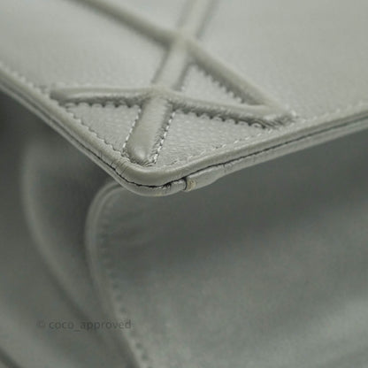 Christian Dior Medium Diorama Calfskin Flap Bag Grey Silver Hardware