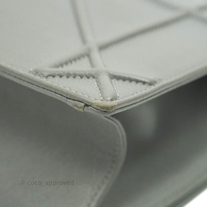 Christian Dior Medium Diorama Calfskin Flap Bag Grey Silver Hardware