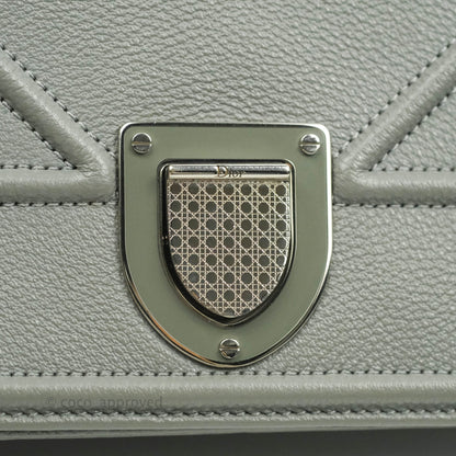 Christian Dior Medium Diorama Calfskin Flap Bag Grey Silver Hardware