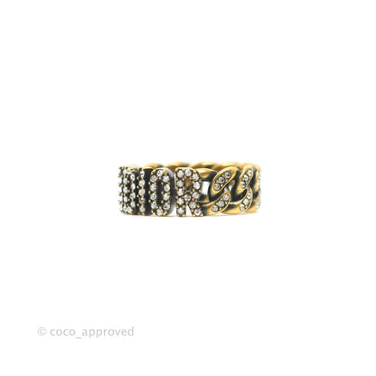 Dior J'adior Crystal Ring Antique Gold Finish Size M