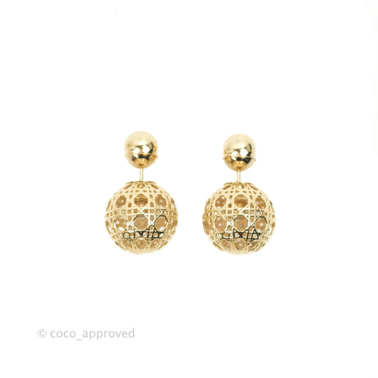 Christian Dior Cannage Mise En Dior Tribal Earrings Gold