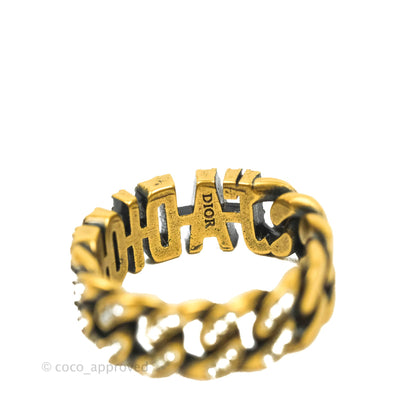 Dior J'adior Crystal Ring Antique Gold Finish Size M