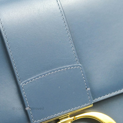 Christian Dior 30 Montaigne Bag Blue Calfskin Gold Hardware