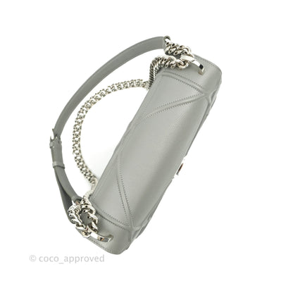 Christian Dior Medium Diorama Calfskin Flap Bag Grey Silver Hardware