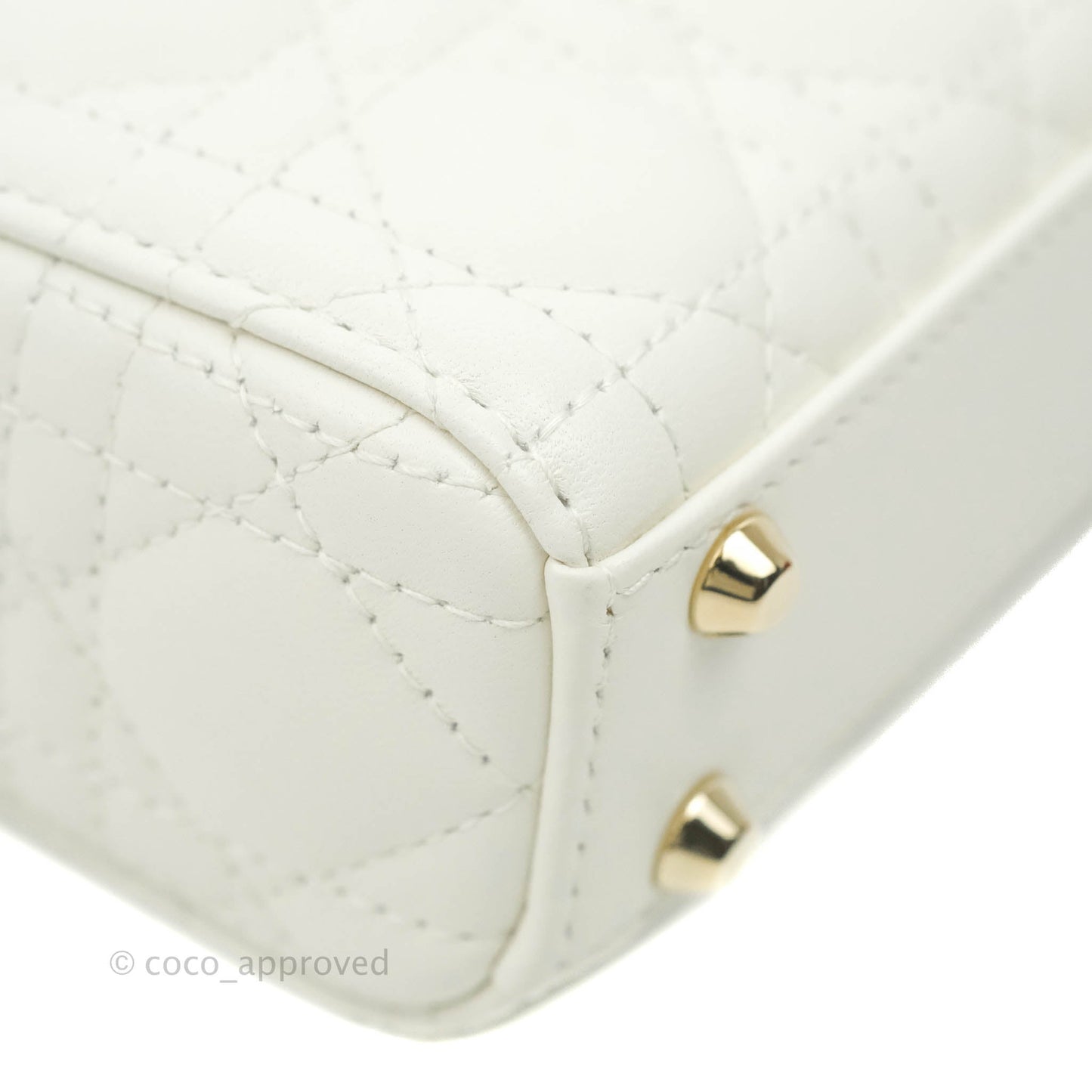 Christian Dior Micro Lady Dior Cannage Ivory White Lambskin Gold Hardware