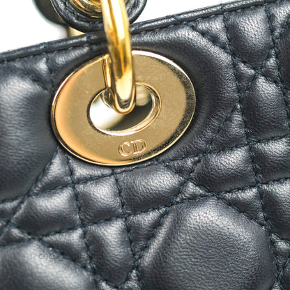 Christian Dior My ABCDior Lady Dior Navy Lambskin Gold Hardware with Twilly