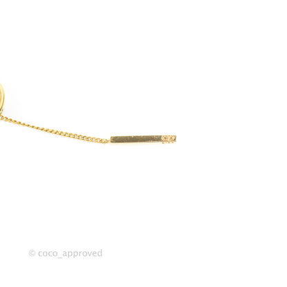 Christian Dior CD Pearl Long Drop Earrings Gold Tone