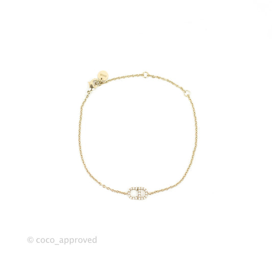 Christian Dior Crystal CD Bracelet Gold Tone