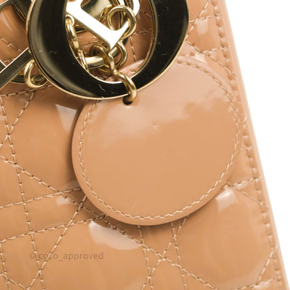 Christian Dior Lady Dior Beige Pink Patent Gold Hardware
