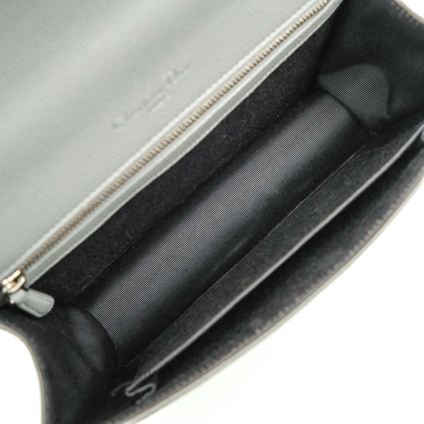 Christian Dior Medium Diorama Calfskin Flap Bag Grey Silver Hardware