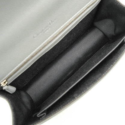 Christian Dior Medium Diorama Calfskin Flap Bag Grey Silver Hardware