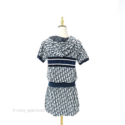 Christian Dior Short Hooded Dress Navy Dior Oblique Motif