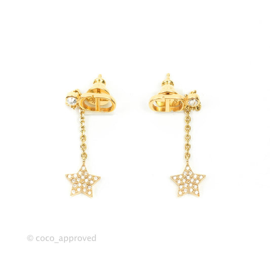 Christian Dior Crystal Star CD Long Drop Earrings