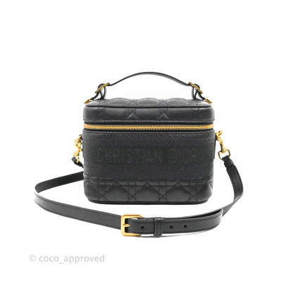 Christian Dior Small Diortravel Vanity Case Black Lambskin Cannage
