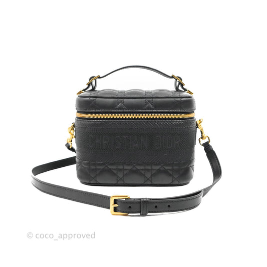 Christian Dior Small Diortravel Vanity Case Black Lambskin Cannage