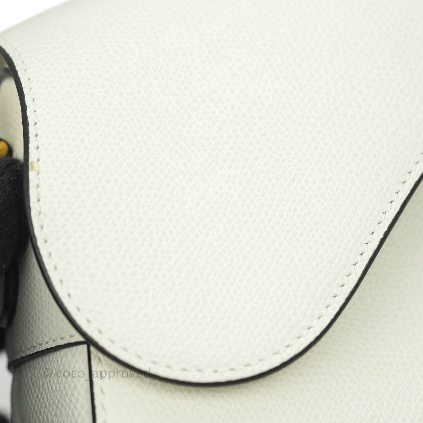 Christian Dior Saddle Bag White Grained Calfskin Gold Hardware