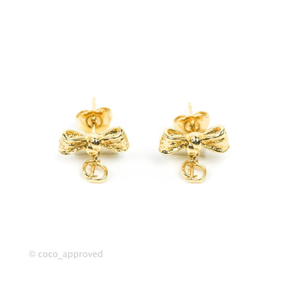 Christian Dior CD Bow Earrings Gold Tone