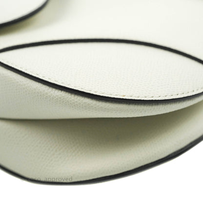 Christian Dior Saddle Bag White Grained Calfskin Gold Hardware