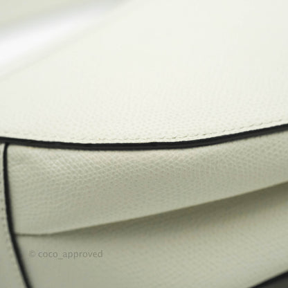 Christian Dior Saddle Bag White Grained Calfskin Gold Hardware