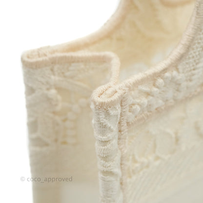 Dior Mini Book Tote Natural Macramé-Effect Embroidery