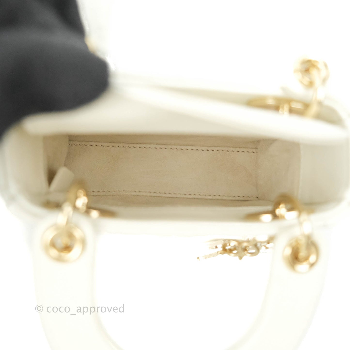 Christian Dior Micro Lady Dior Cannage Ivory White Lambskin Gold Hardware