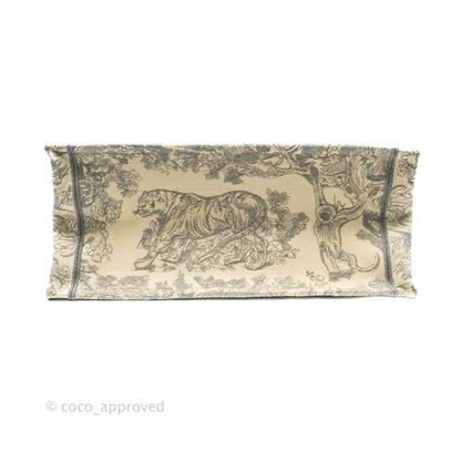 Christian Dior Medium (Old Small) Embroidered Toile De Jouy Light Grey Canvas Book Tote