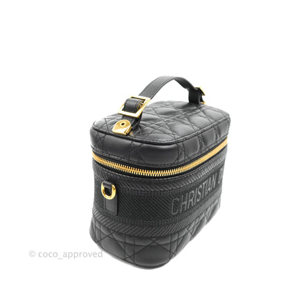 Christian Dior Small Diortravel Vanity Case Black Lambskin Cannage
