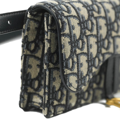 Christian Dior Blue Dior Oblique Jacquard Saddle Belt Pouch